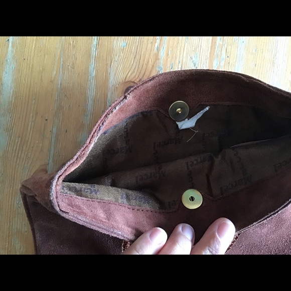 VINTAGE MARCEL COGNAC SUEDE & SNAKESKIN PURSE - Picture 6 of 8